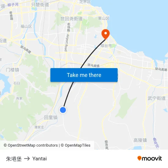 Zhulengbao to Yantai map