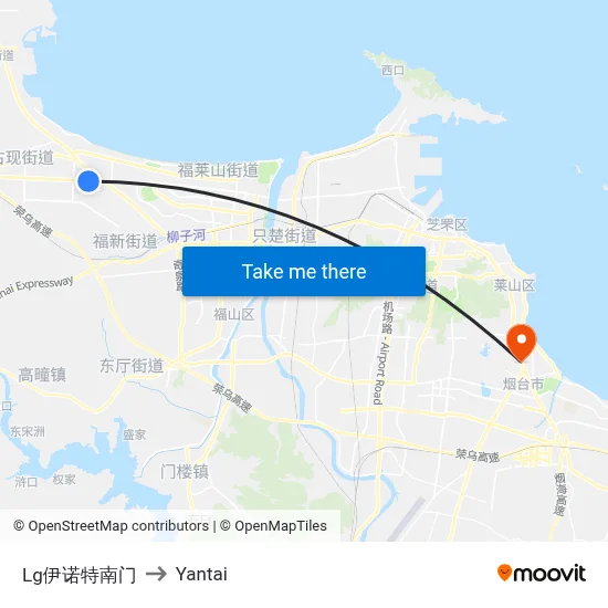 LG Inot South Gate to Yantai map