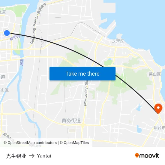 光生铝业 to Yantai map