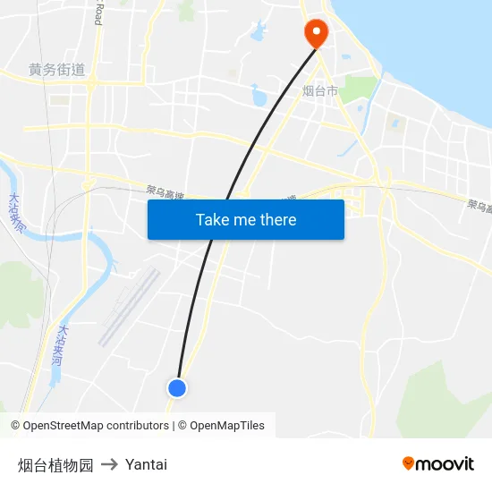 烟台植物园 to Yantai map