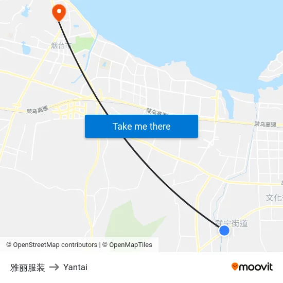 雅丽服装 to Yantai map