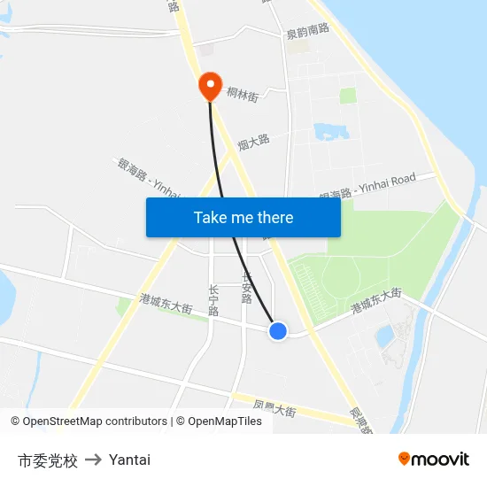 Municipal Party School to Yantai map