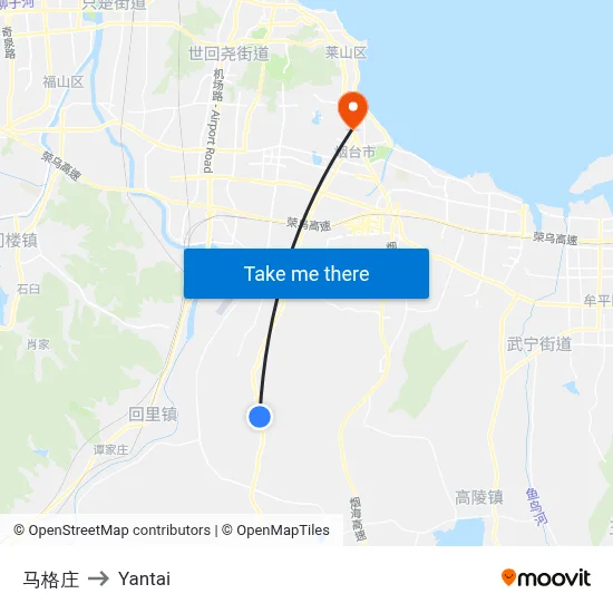 Magezhuang to Yantai map
