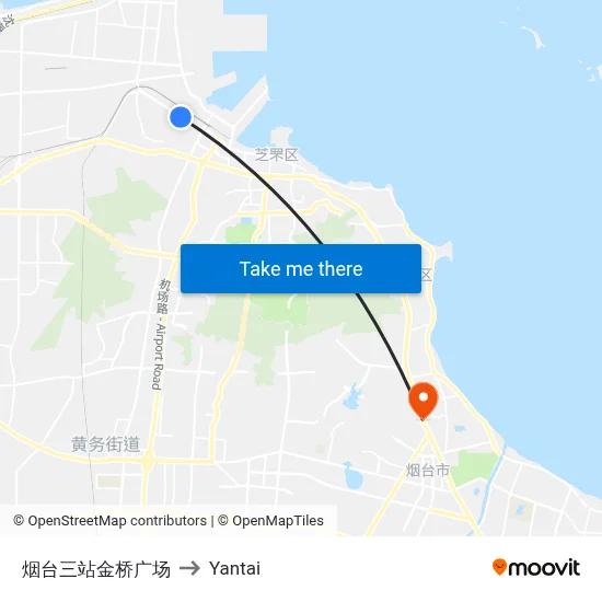 Yantai Third Station Jinqiao Plaza to Yantai map