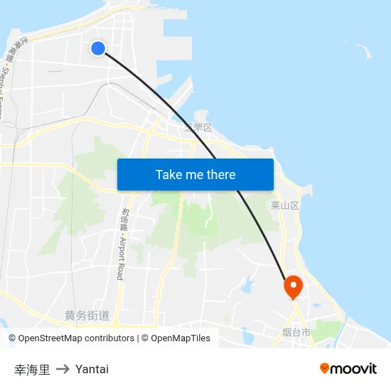 Xinghai Li to Yantai map