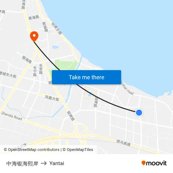 Zhonghai Yinhai Xi'an to Yantai map