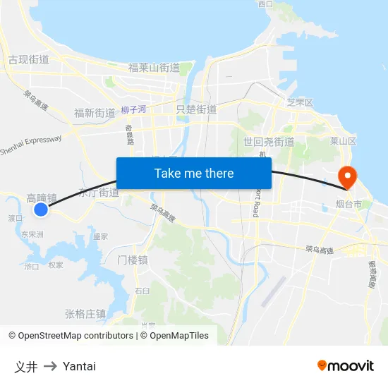 义井 to Yantai map