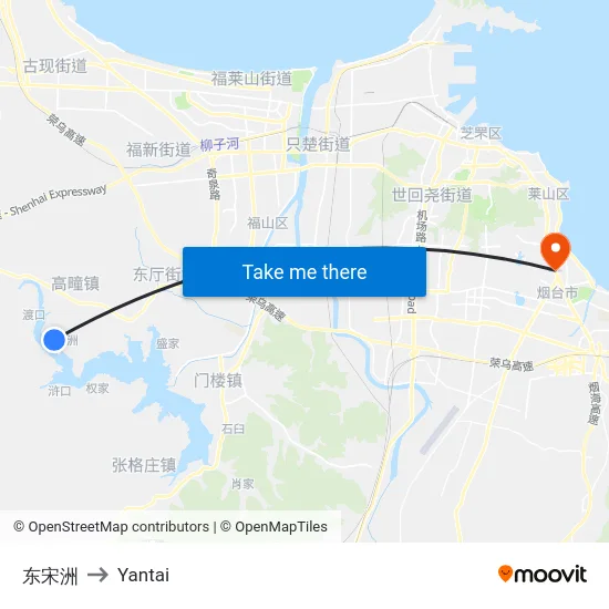 东宋洲 to Yantai map