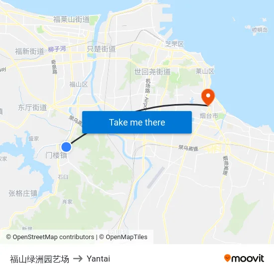 福山绿洲园艺场 to Yantai map