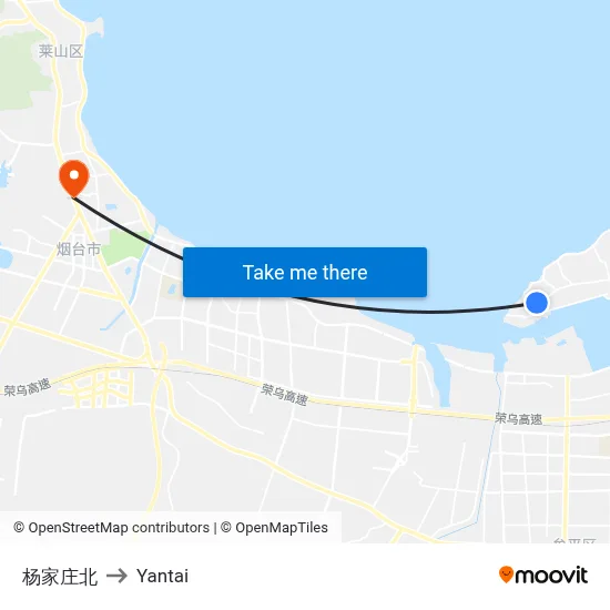 Yangjiazhuang North to Yantai map