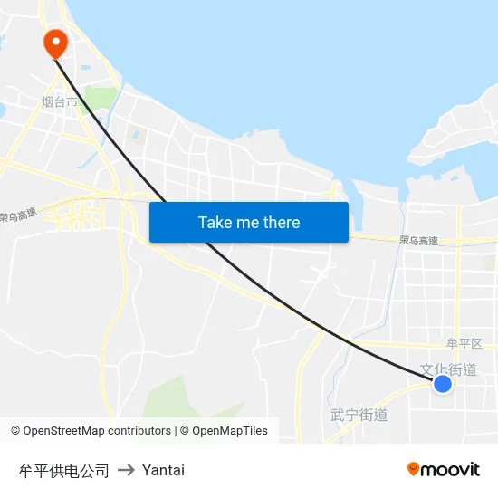 Muping Power Supply Company to Yantai map