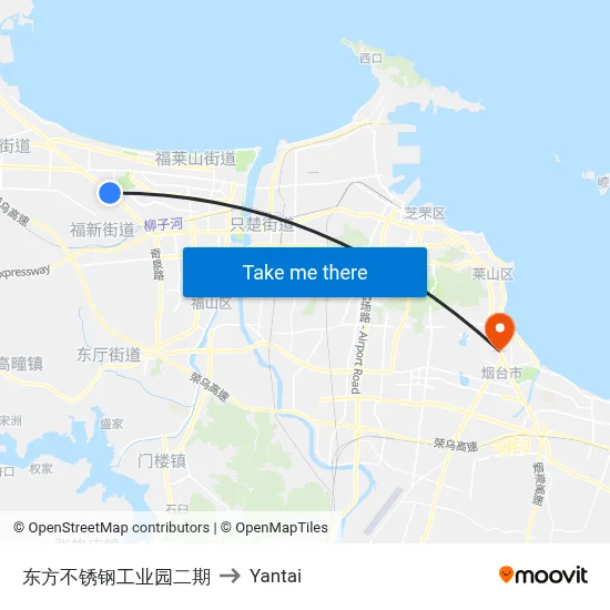 Oriental Stainless Steel Industrial Park Phase 2 to Yantai map