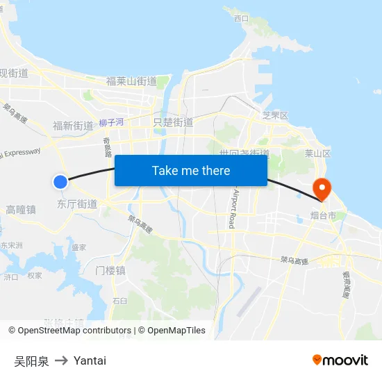 吴阳泉 to Yantai map