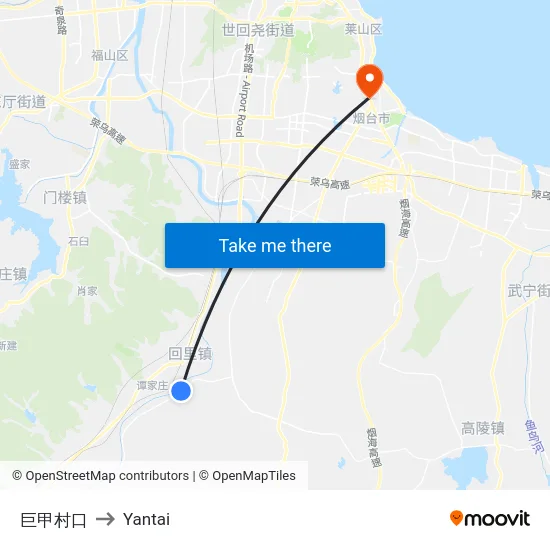 巨甲村口 to Yantai map
