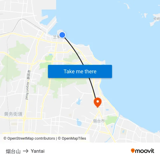 烟台山 to Yantai map