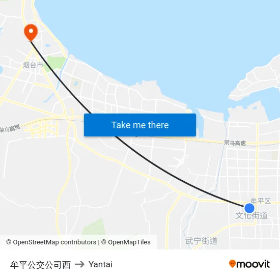 牟平公交公司西 to Yantai map
