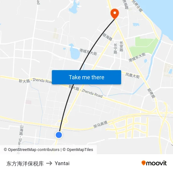 东方海洋保税库 to Yantai map