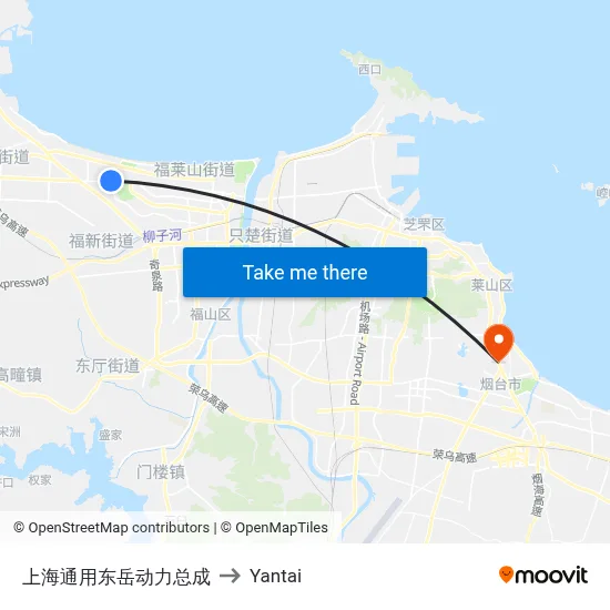 Shanghai GM Dongyue Powertrain to Yantai map