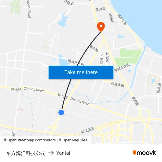 Oriental Ocean Technology Company to Yantai map