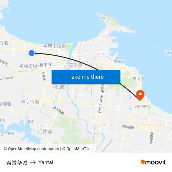 Yuejing Hua City to Yantai map