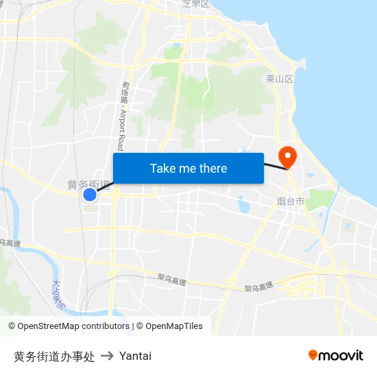 Huangwu Street Office to Yantai map
