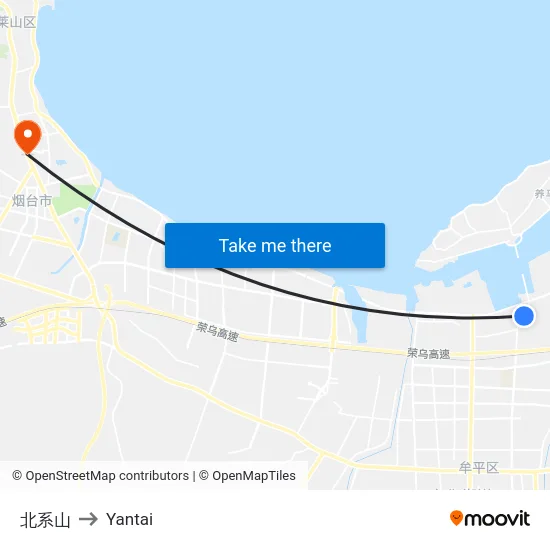 北系山 to Yantai map