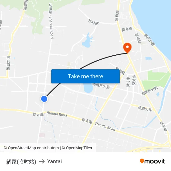 解家(临时站) to Yantai map