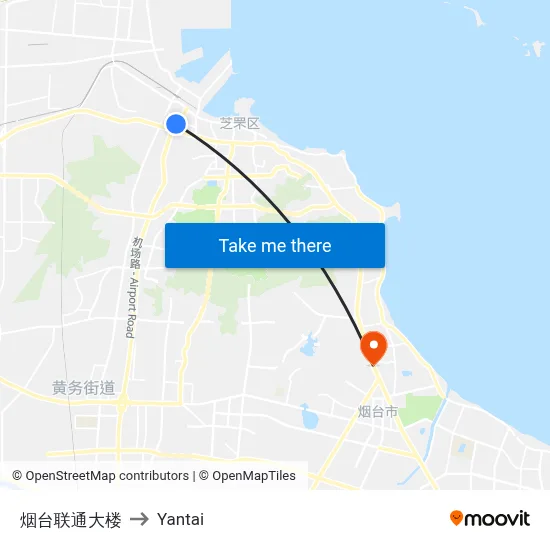 Yantai Unicom Building to Yantai map