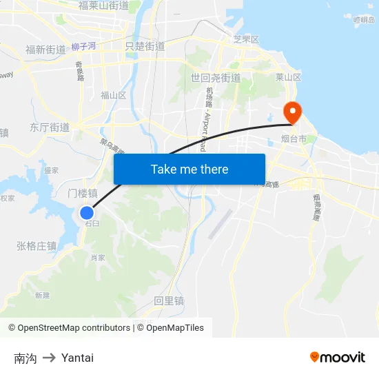 南沟 to Yantai map