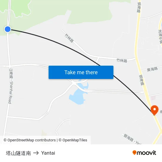 塔山隧道南 to Yantai map