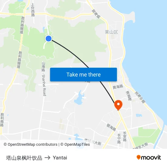塔山泉枫叶饮品 to Yantai map