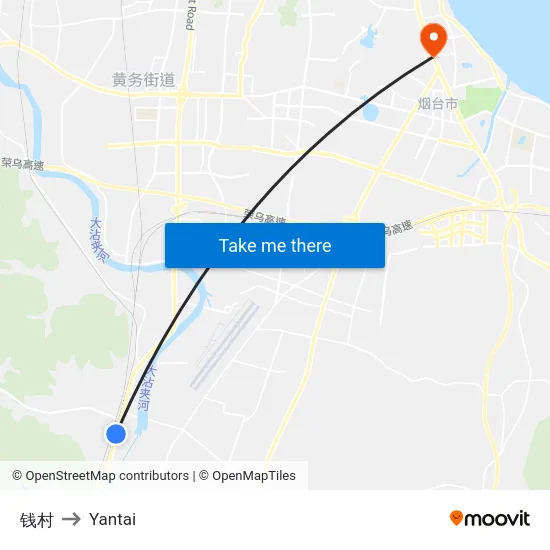 钱村 to Yantai map