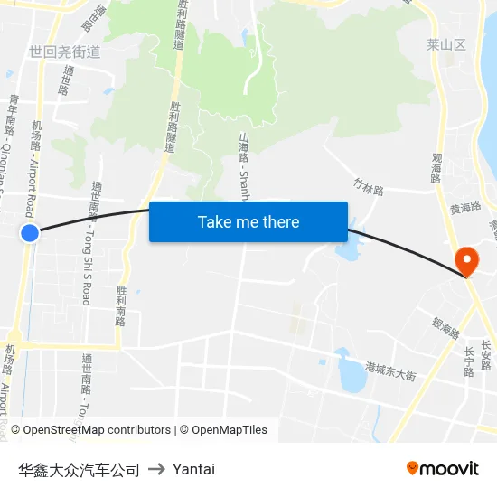 Huaxin Volkswagen Auto Company to Yantai map