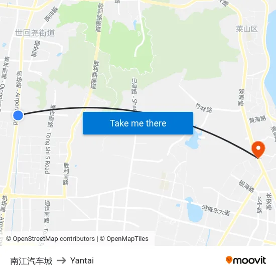南江汽车城 to Yantai map