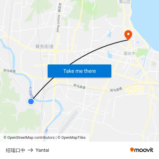 绍瑞口中 to Yantai map