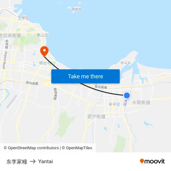 东李家疃 to Yantai map