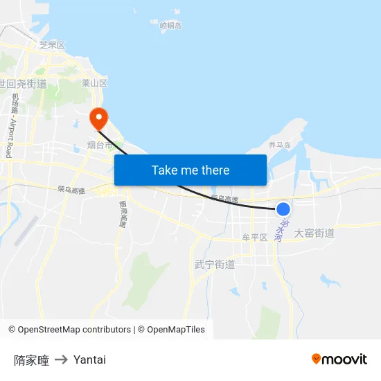 隋家疃 to Yantai map