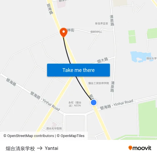 Yantai Qingquan School to Yantai map