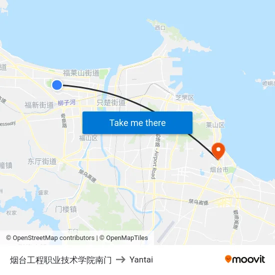 烟台工程职业技术学院南门 to Yantai map