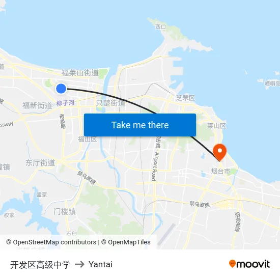 Development Zone High School to Yantai map