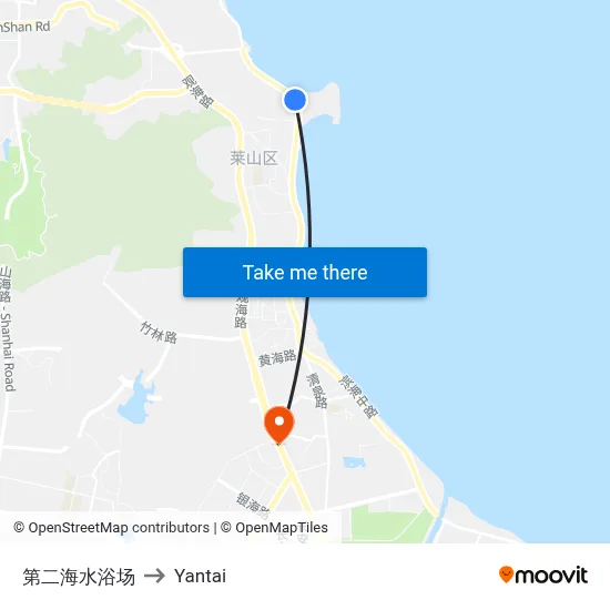 Second Seawater Bathing Beach to Yantai map