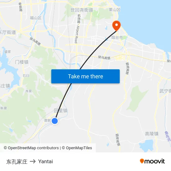 东孔家庄 to Yantai map