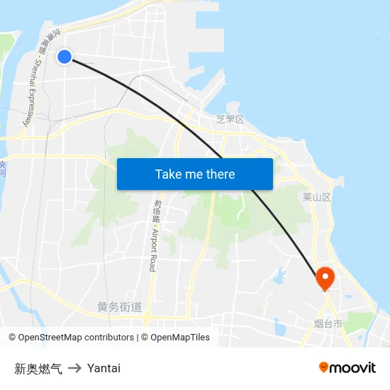Xinao Gas to Yantai map