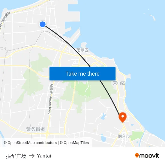 Zhenhua Plaza to Yantai map