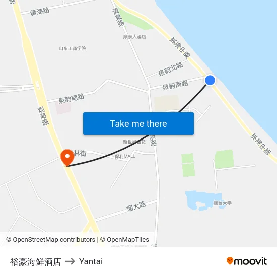裕豪海鲜酒店 to Yantai map