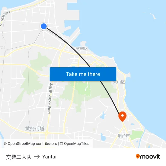 Traffic Police Second Brigade to Yantai map