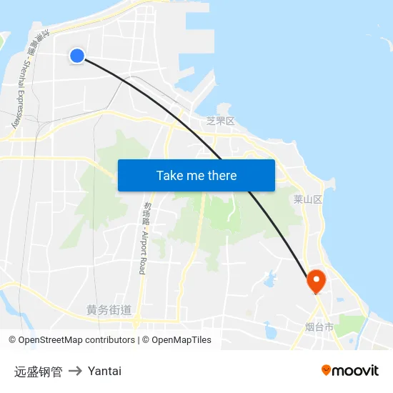 远盛钢管 to Yantai map
