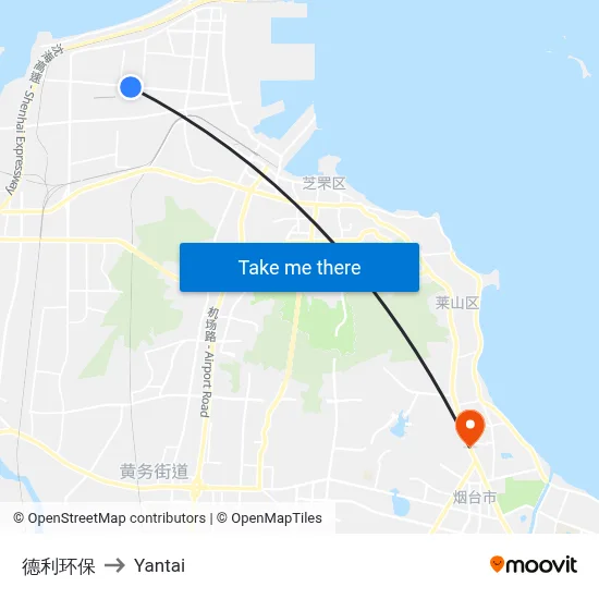Deli Environmental to Yantai map