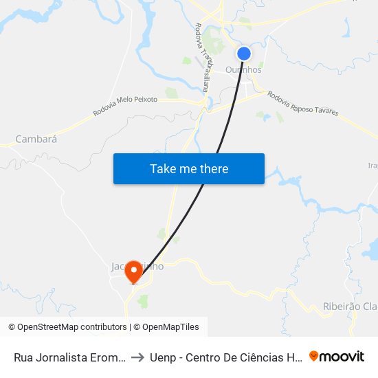 Rua Jornalista Erom Domingues, 473-537 to Uenp - Centro De Ciências Humanas E Da Educação Cche map