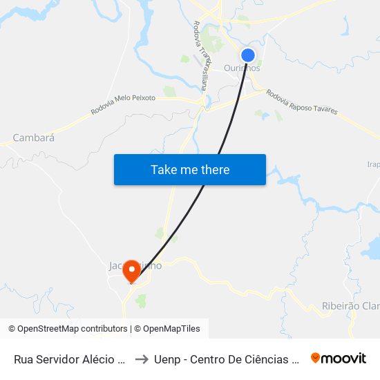 Rua Servidor Alécio De Souza Bitencourt, 60 to Uenp - Centro De Ciências Humanas E Da Educação Cche map